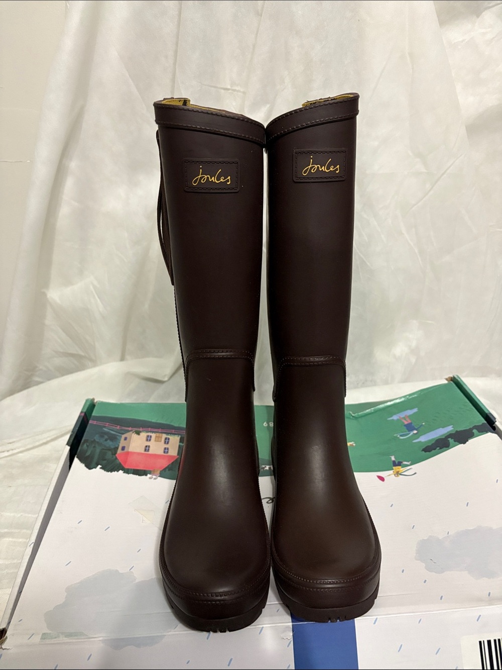 Joules Dark Brown Rain Boots size US 7 NWT